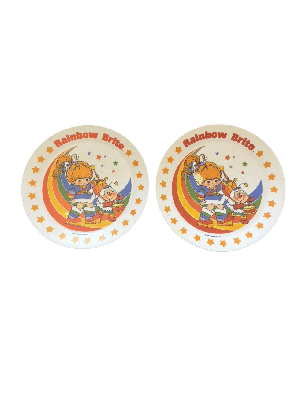 Vintage 1983 Rainbow Brite DEKA Melamine Plastic Plates Sold As A Set